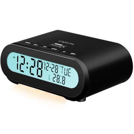 Clock Radio Temp/Fugtighed USB-C/Batteridrift Sort