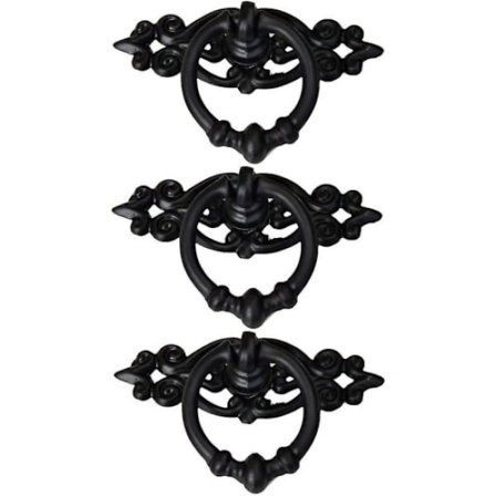 (svart) (5 st) Antik skapdörrens handtag Skåpdragningshandtag Retr