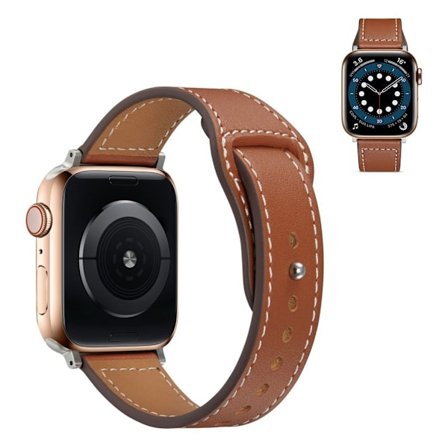 Apple Watch 40 mm klockarmband i äkta läder med nitdesign - Brun