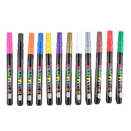 12 värin akryylitussi DIY-albumiin, graffitit, musta korttitussi, vesipohjainen kynä