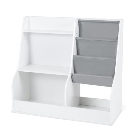 Børnebogreol med 3-lags stoflommer, hvid