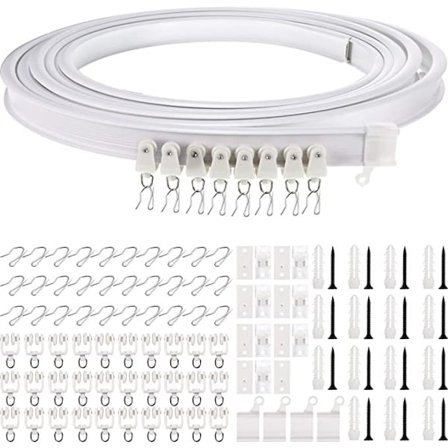 5 meter gardinskinne buet skinne bøyelig buet gardin stille glide tilbehør inkludert