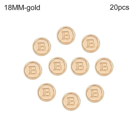 20 stk Metall Bokstav B-knapper Skjorteknapper GULL 18MM20STK 20STK