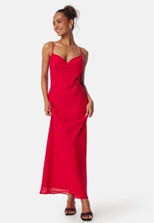 Bubbleroom Occasion - Waterfall Slip Ankle Dress - Red - Kläder