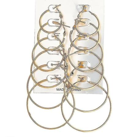 12 Paria Korvakorujen Sarja Suuret Renkaat Kultaiset Metalliseoskorvakorut Syntymäpäivälahjaksi