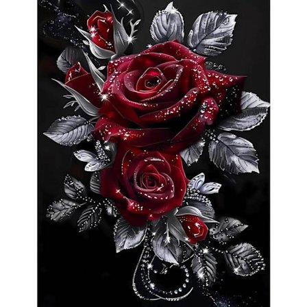 Rose 5D Diamantmosaikk - Gaveidé, Full drill DIY, Rundperlekunst veggdekorasjon 30x40 cm