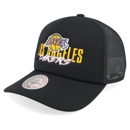 Mitchell & Ness - Negro trucker Gorra - Los Angeles Lakers Year Of The Snake Black A-frame Trucker @ Hatstore