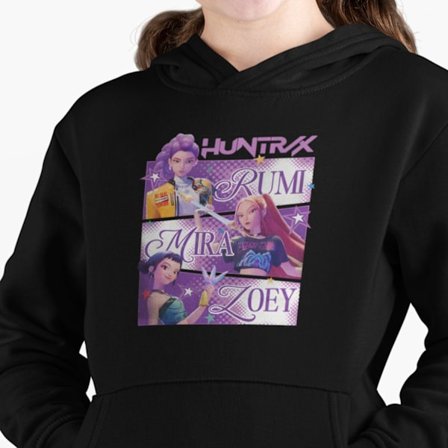 K-Pop Demon Hunters huvtröja Huntrix Svart slide Barn Hoodie (Mira, Rumi & Zoey)