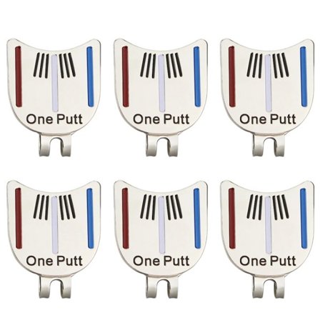 6 Pieces One Putt Design Golf Ball Mark plus Magnetic Golf Hatt Clip Golf Marker