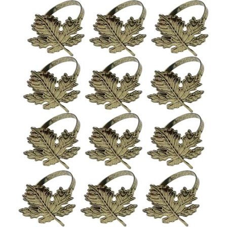 1.76 tum Lönnlöv Servettringar, Metallhållare för Thanksgiving Middag (12 st, B)