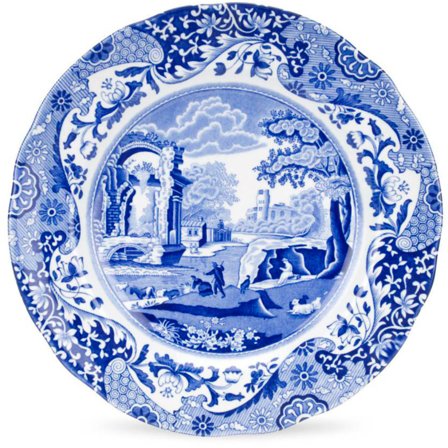 Spode Blue Italian Desserttallerken 23 cm' - 'Blå og hvit