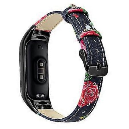 För Xiaomi Smart Band 8 Äkta Läderarmband med Svart Klockfodral