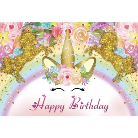 7x5ft Yksisarvinen Tausta Valokuvaus Lapset Tytöt Muotokuva Kultaiset Kimaltelevat Yksisarviset Ruusut Kukat Sateenkaari Tausta Banneri 