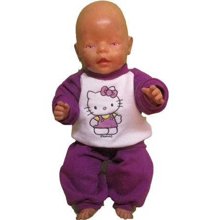 Lila/vit Joggingdress Med Hello Kittymotiv Till Baby Born