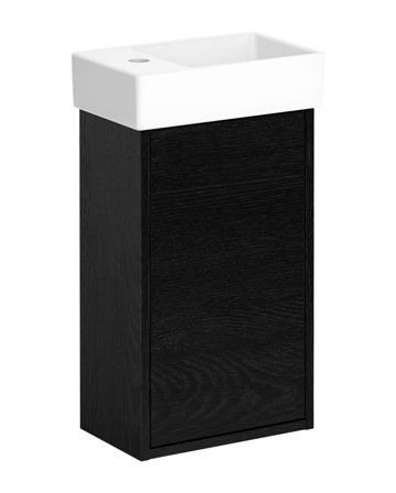 Gustavsberg Artic Small GB71ACVC34TKSWR Servantskap svart bøkfinér/matt hvit, 36 cm, høyre Svart askfinér/matt Hvit, Baderom