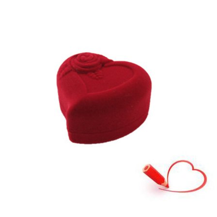 Hjerteformet Rød Rose Smykkeskrin for Ringer og Øredobber