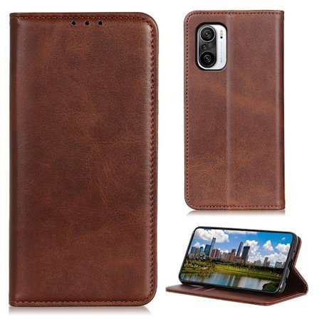 Äkta läder Xiaomi Mi 11i / Xiaomi Poco F3 / Xiaomi Redmi K40 / Xiaomi Redmi K40 Pro / Xiaomi Redmi K40 Pro Plus fodral - Brun