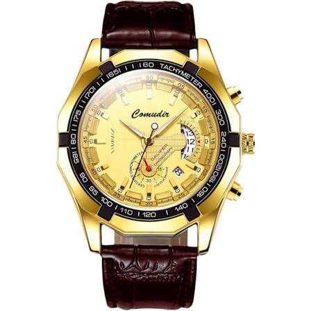 Moteklokke for menn Business Rustfritt Stål Armbåndsur Analog Kvarts Armbåndsur Dato Kalender Lysende Klokker for Menn Braungold B Braungold B