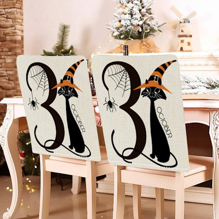 Tuolin selkänojan suojapäällinen, 8 kpl setti, tuolin suojapäällinen istuimelle, juhlatyyliin, tuolin selkänojan suoja, Onnellinen Halloween