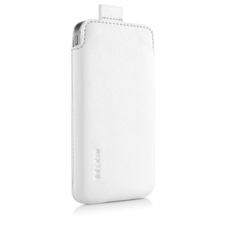Belkin Verve Pull 049 - Eske for mobiltelefon - polyuretanlær - hvit - for Apple iPhone 4, 4S