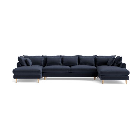 Ofelia U-sofa, venstrevendt, Riviera Mørkeblå, blød/medium komfort, inkl. puder - 377x210x85cm - U-sofa flyder