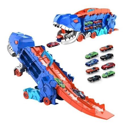 Dinosaur Transport Truck - Leketransportbil - 8 Biler - Rød - Alder 3 år og oppover