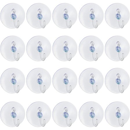 Diameter 5cm Sæt med 20 gennemsigtige plastik sugekopper med kroge til