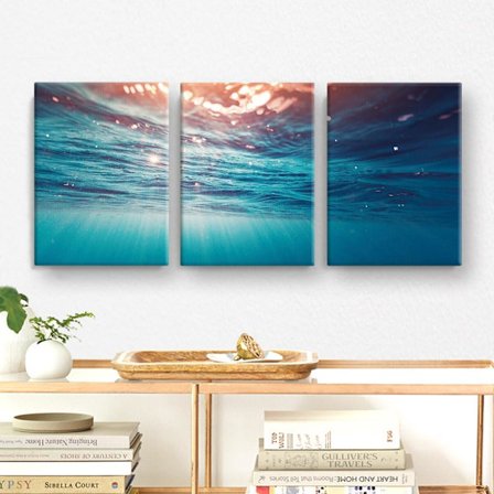 Lærredsbillede / Lærredstryk - Hav - 90x40 cm - Lærred