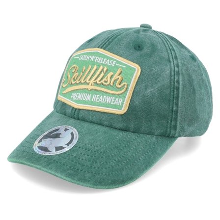 Skillfish - Vert unconstructed Casquette - Premium Fishing Vintage Washed Green Dad Cap @ Hatstore