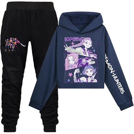 kpop demon hunders Jentehettegensere 2 STK Demon Langermet Sweatshirts og Joggebukser Hunters Tegneserie Anime Klær Antrekk