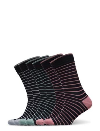 Socks 6-P, Bamboo, Multi Stripes Underwear Socks Regular Socks Monivärinen/Kuvioitu TOPECO