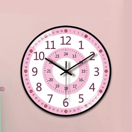 Børne vægur lære ur lav støj, pædagogisk værktøj til børn, diameter 30 cm