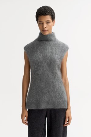 Soft Goat - Brushed turtleneck singlet - Women cashmere sweater - XS - Grey