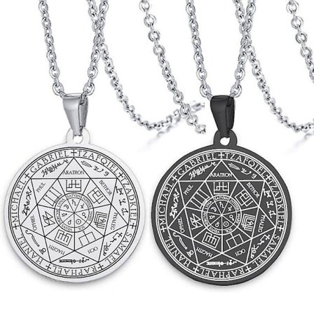 Angel Pendant 7 Angel Pendant Solomon Pendant Seal Quadrangular Mens Angel Sigil Necklace Mens Sev