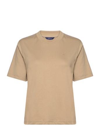 Icon G Essential Ss T-Shirt T-shirts & Tops Short-sleeved Beige GANT*Betinget Tilbud