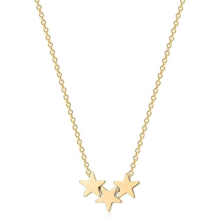Lyckliga stjärnhalsband, 18k guldpläterade tre stjärnor Han