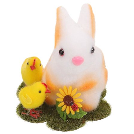 Pääsiäisen sammalpupu patsas pupu tipu auringonkukka pörröinen parvekkeelle pupu patsas pääsiäiskoriste (15.00X13.00X13.00CM, kuten kuvassa näkyy)