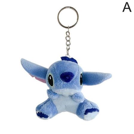Lilo & Stitch - Par nøkkelring, plysj, tegneserie, sjarm, søt, anime-dukke, kjærestegave [DB] One-Size Blue