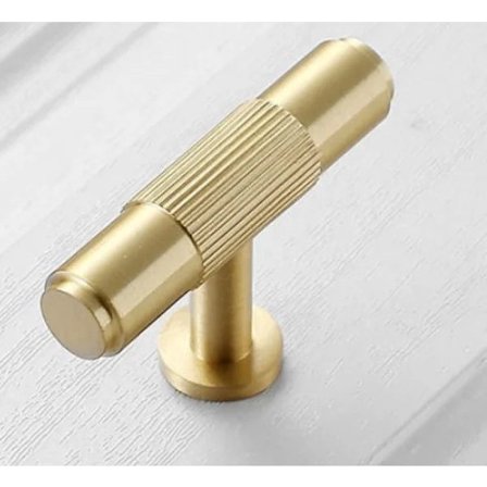 Pakke med massive messingknopper til badeværelse, køkkenskabe, guld møbel T-formede træk håndtag til skabe