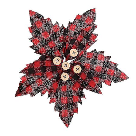 Julepynt Bomuld Rød Sort Ternet Blomst DIY Dekoration