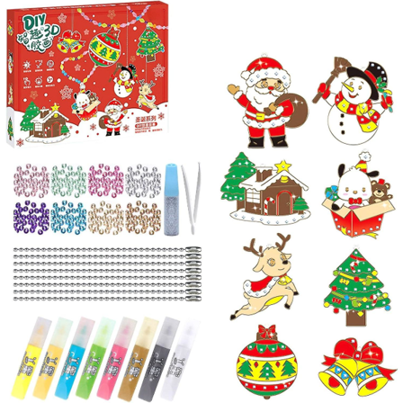 DIY Krystalmaling Kunst- og Håndværkssæt Jul, Julehåndværkssæt Til Børn, Diamantmaling Nøgleringssæt Julegaver DIY Håndværk