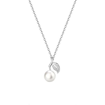 Blad Perlehalskæde, S999 Rent Sølv Blad Kravebenskæde Alsidige Smykker til Kvinder