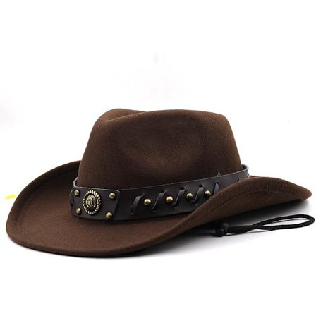 Cowherd Western Cowboy Hat Woolen Jazz Top Hat til mænd og kvinder Kaffe farve