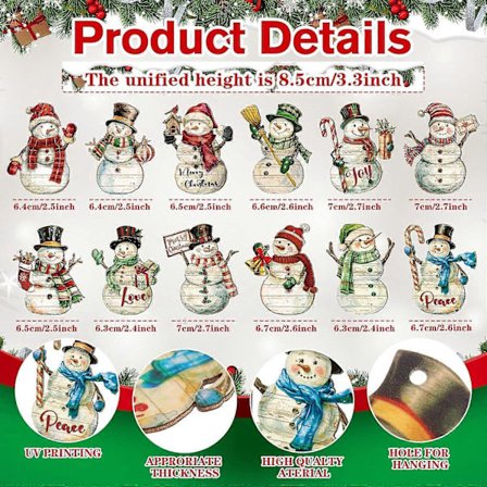 36 kpl Vintage Lumimies Koristeet - Joulukuusen Koristeet, Puiset Leikatut Paperipuu Koristeet Joululomajuhlatarvikkeisiin [YJD]