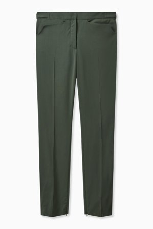 COS Women's Straight-Leg Wool Trousers in Green