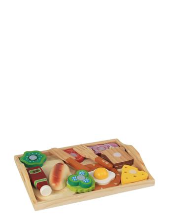 Breakfast Tray With Accessories Toys Toy Kitchen & Accessories Toy Food & Cakes Multi/mønstret Magni Toys