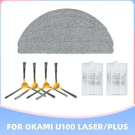 Okami U100 Laser Plus Støvsuger HEPA-filter Spinbørste Moppe