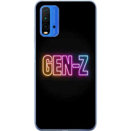 Yhteensopiva Puhelinkuori Xiaomi Xiaomi Redmi 9T Neontext Gen Z värikkäässä valossa tummaa taustaa vasten modernissa digitaalisessa tyyliissä