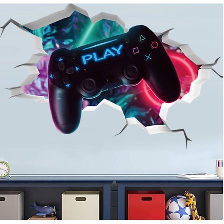 3D Gamer Veggklistremerker (32*50cm), Gamer Veggplakat Dekorasjon, Gutt