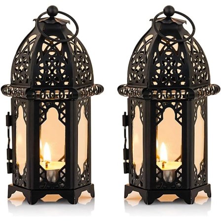 2 st Metall Tealight Ljusstake Liten, Svart